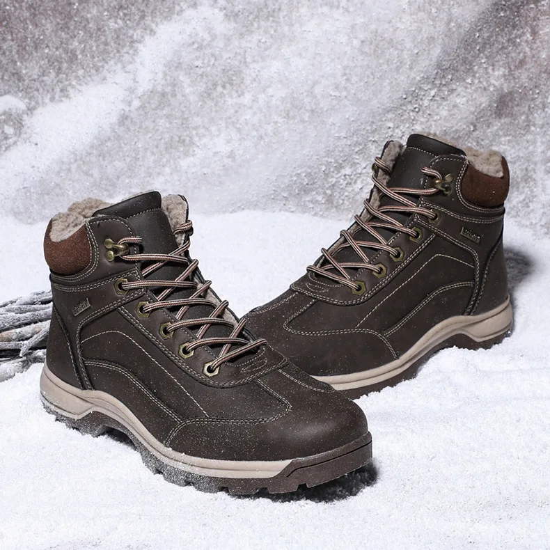 Зимние ботинки мужская обувь походные ботинки на шнуровке мужская повседневная обувь мужские теплые плюшевые ботильоны зимние ботинки мужские