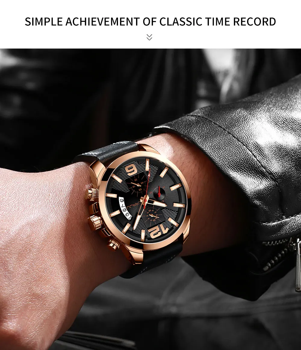 CRRJU мужские часы Топ бренд класса люкс кожаный Хронограф Кварцевые часы мужские военные спортивные водонепроницаемые часы Relogio Masculino