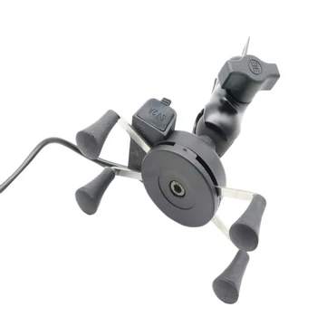 

Motorcycle 2 In 1 360 Degree Adjustable Phone Holder Universal Rotary Phone Holder With Usb Charger