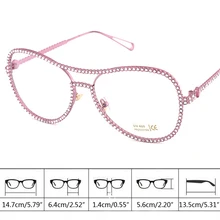 Женские негабаритные металлические оправы прозрачные линзы Стразы для глаз очки Nerd очки D08E
