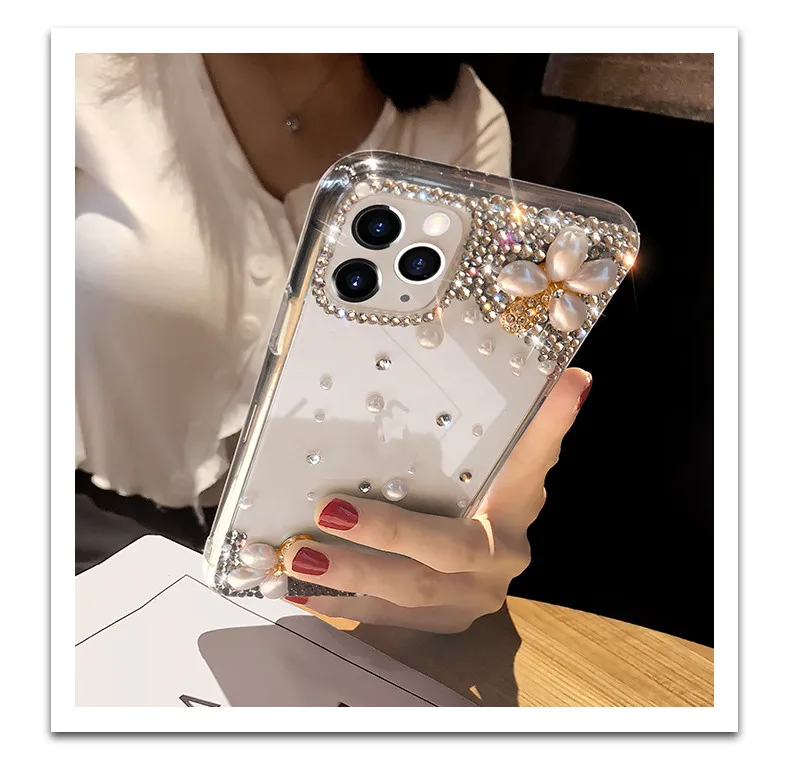 3D Floral Clear Rhinestone Case for Samsung Galaxy Series