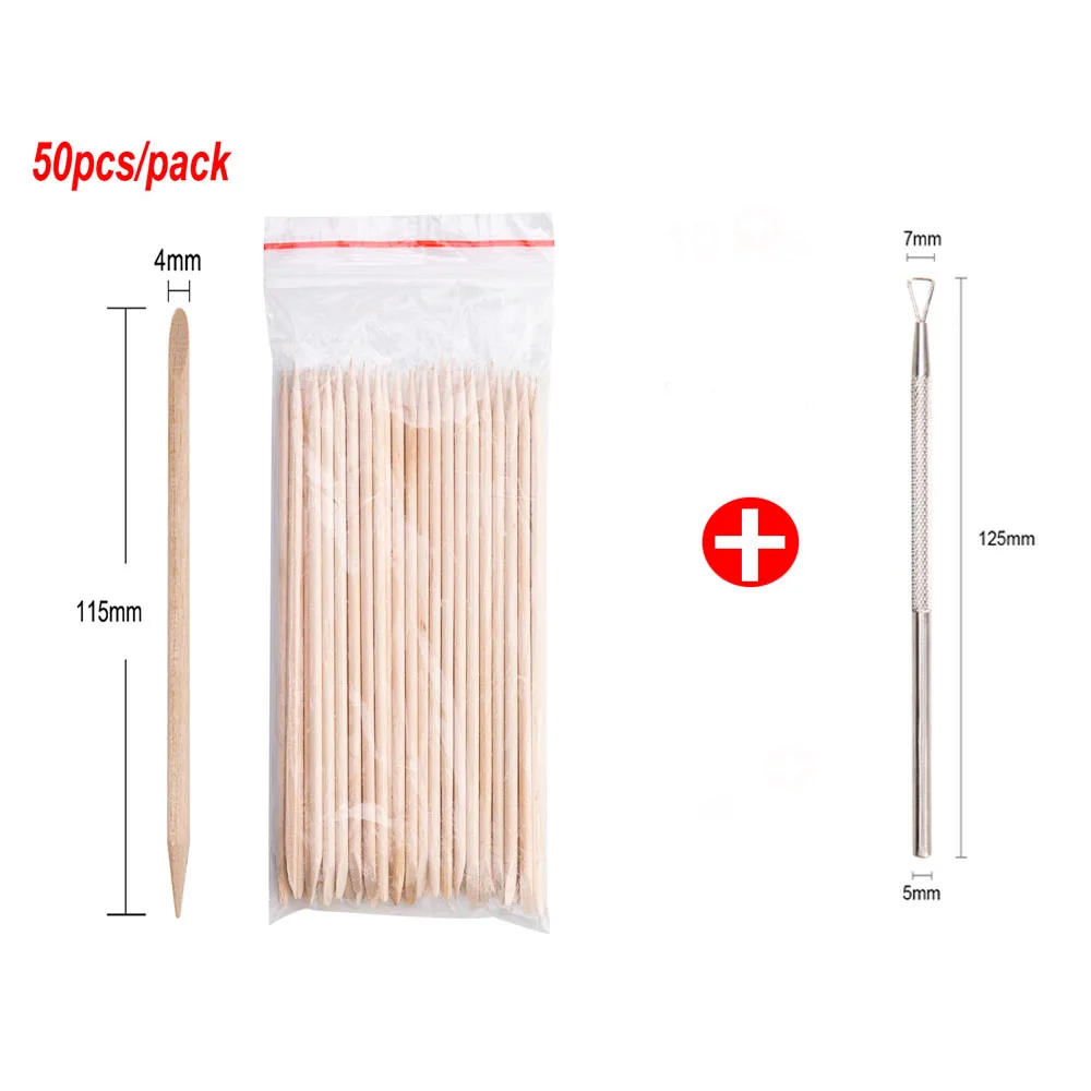 50PCS SET 100 шт./компл. 50 шт./компл. оранжевый Для женщин леди с двойным концом нейл-арта деревянные палочки для кутикулы толкатель Remover Педикюр набор инструментов для маникюра - Цвет: 50PCS SET