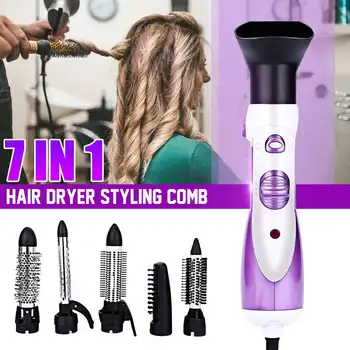 

1000W 7 in 1 Air Dryer Hot & Cold Wind Fast Dry Style Comb Straight Curly Hair Volumizer Blow Straightener Curler Hair Styler