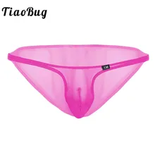 TiaoBug сексуальное мужское Сетчатое нижнее белье для геев прозрачное тонкое нижнее белье с низкой посадкой мини-Трусики-танга мужские трусы купальные трусики