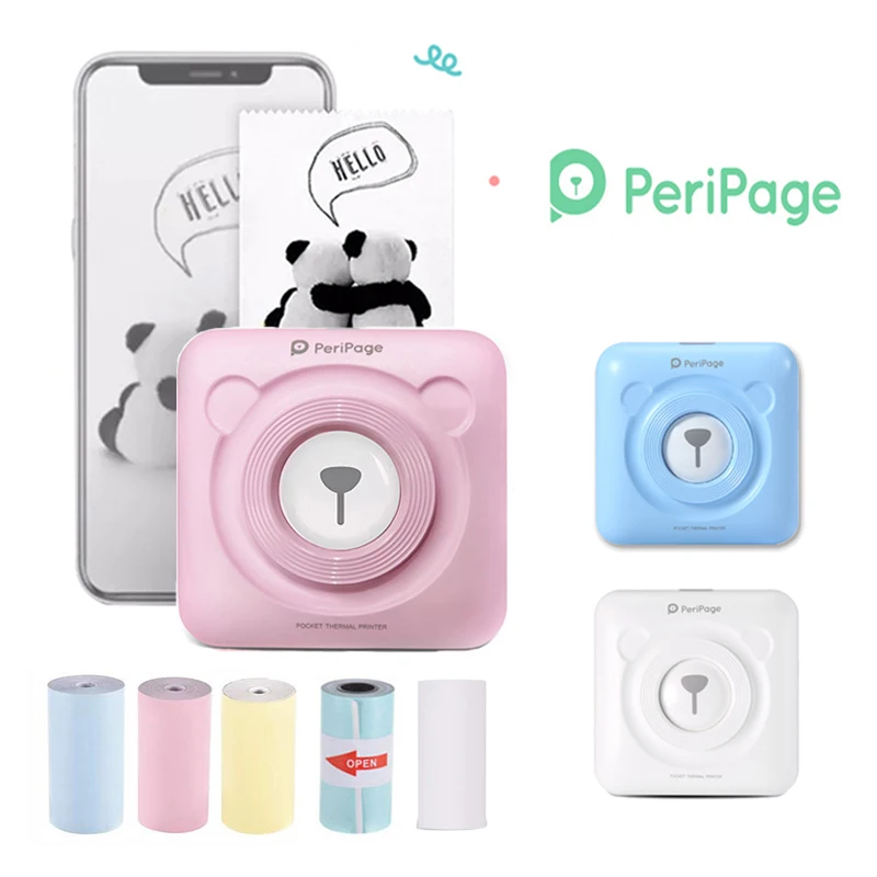 Liquidación PeriPage Mini portátil de la impresora térmica de foto impresora fotográfica de bolsillo 58 mm de impresión inalámbrica Bluetooth Android IOS impresoras R6qpLOaqV