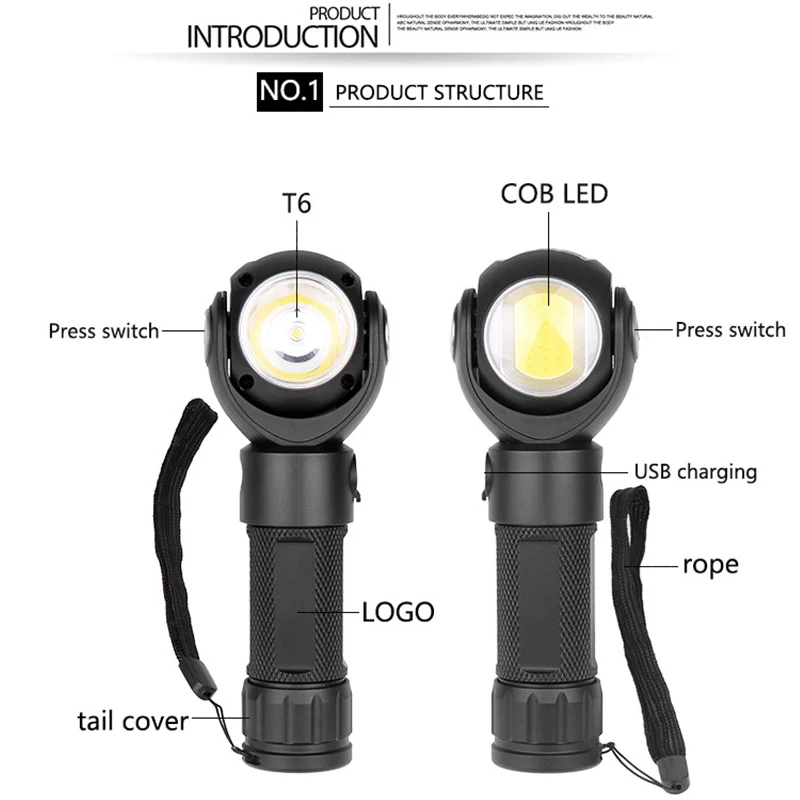 ZK5 дропшиппинг T6 COB с магнитным креплением светодиодный вспышка светильник фонарь 360 Вращение рабочий светильник походный светильник s Пеший Туризм Фонарь USB зарядное устройство