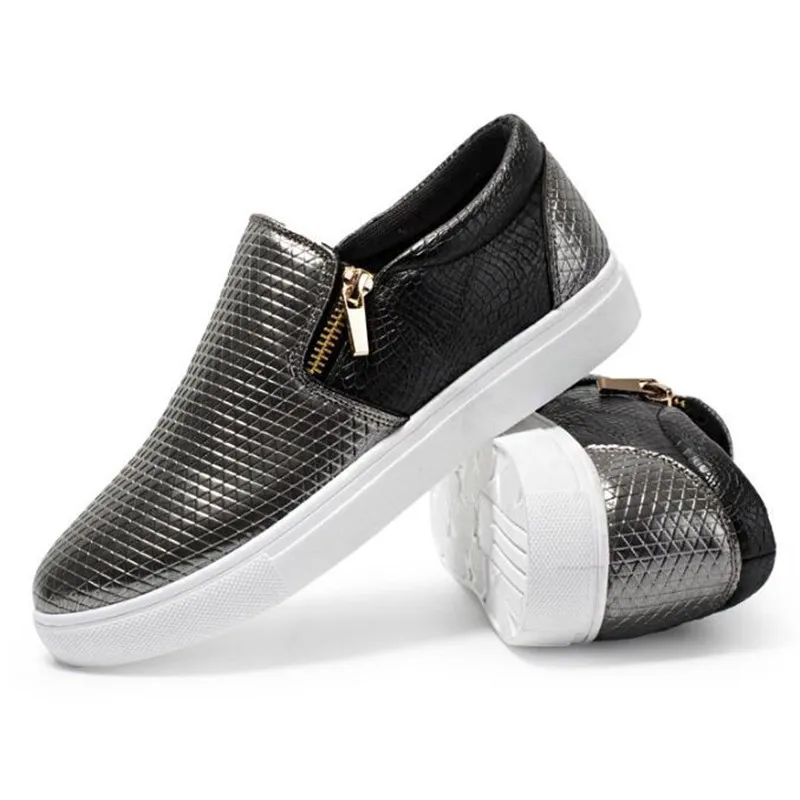 

Gleaming Patent leather Checkered Woman Platform Shoes Elegant Comfortable Lady Fashion Sneaker Soft sole Girl Flat Casual Shoes