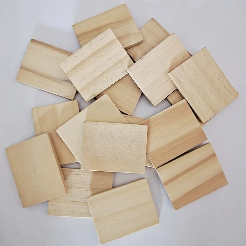 100 Pieces Wood Rectangles for Crafts 3 x 2 Inch Blank Wood Pieces  Unfinished Wood Blanks Round Corner Wooden Cutout Tile Small Wooden Sheets  for DIY