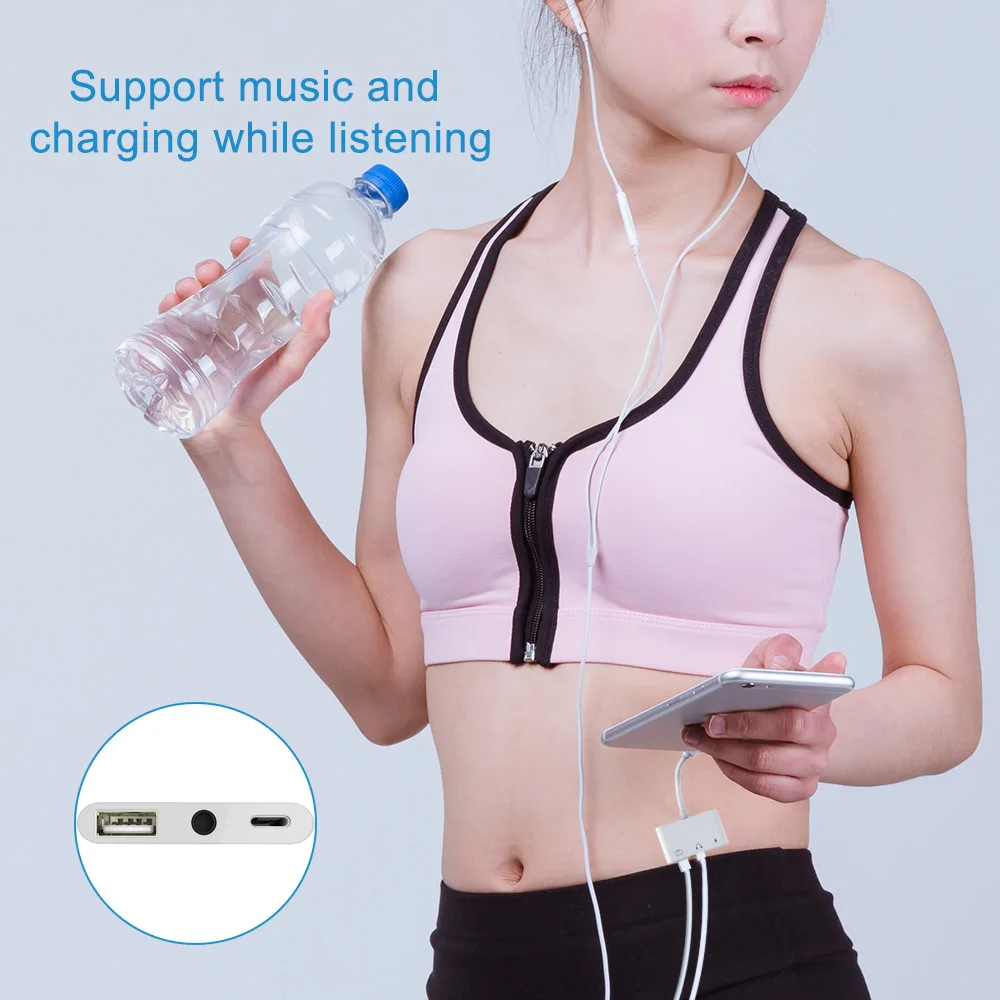OTG Adapter For Lightning To USB 3 Camera Reader With 3 5mm Headphone Jack Connection Kits Data Sync For iPhone 12 X XR XS 8 7