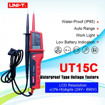 

UNI-T UT15C Digital Voltage Meter Waterproof AC/DC Voltage Testers LCD Display 24V~690V Auto Range Phase Rotation Free Shipping
