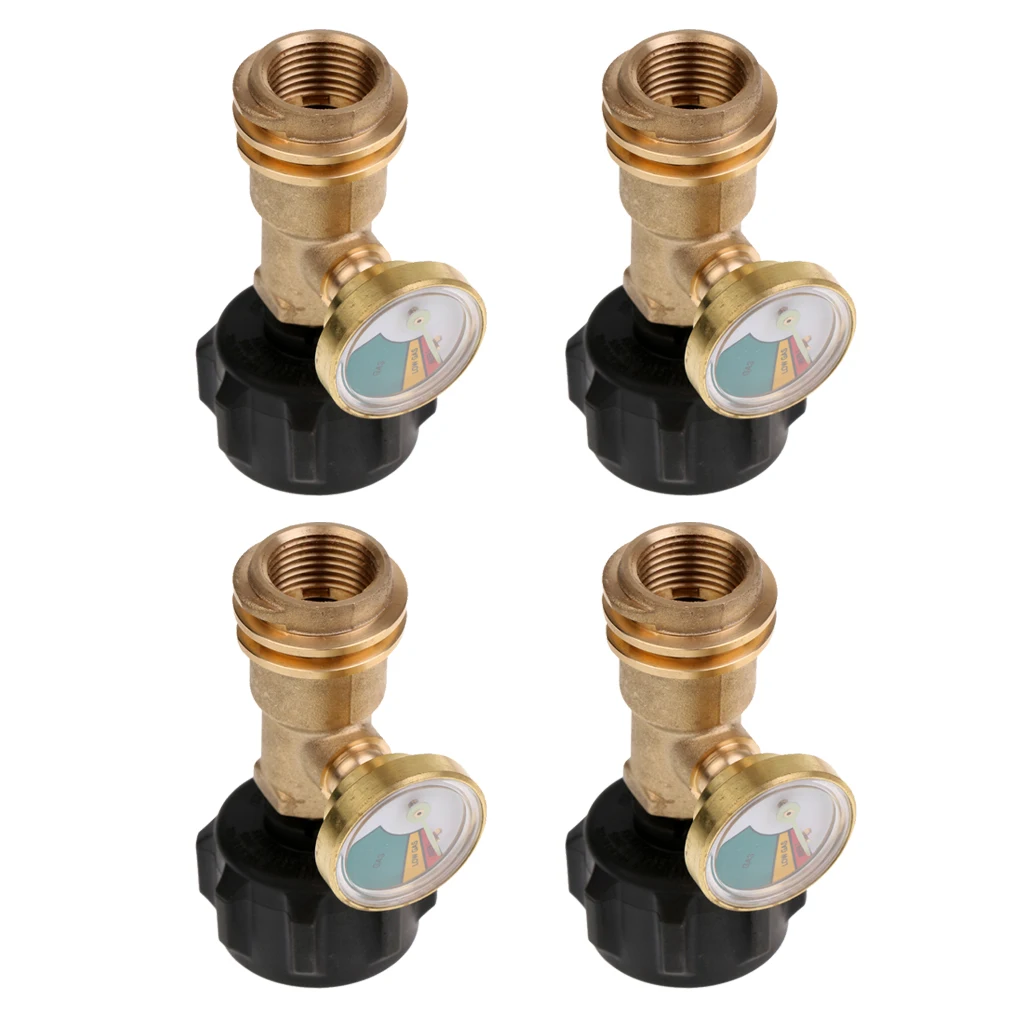 4 Propane Tank Gauge Gas Grill BBQ RV Pressure Adapter Meter Lever Indicator