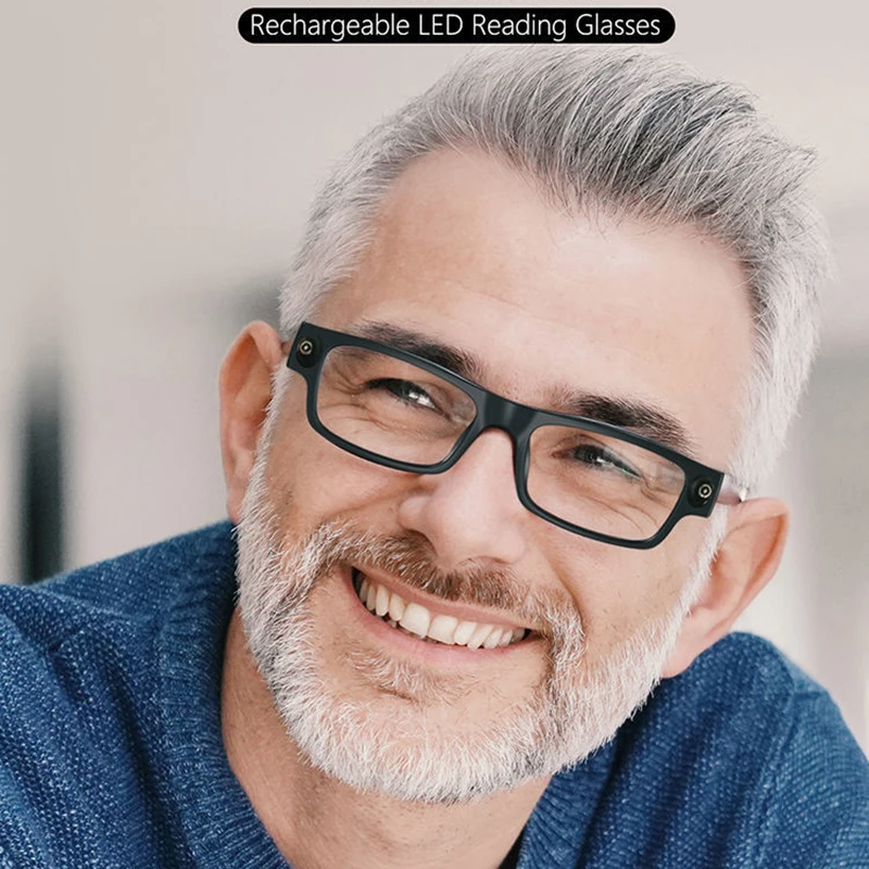 Multi-functional USB töltés ledes ligh Olvasmány szemüvegek férfiak Nők Merevlemez éjjeli Látás töltés Messzelátás szemüvegek számára Lá Öreges