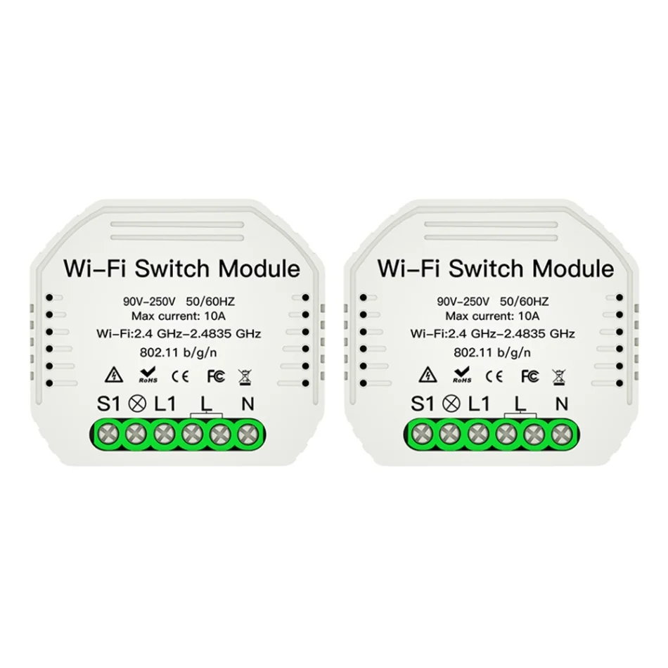 2 Pcs Wi-Fi модуль переключателя скрытого типа 10А переключатель голосового управления интеллектуальное включение/выключение DIY модуль переключателя поддержка для Smartlife/Tuya APP - Цвет: 2 Pcs