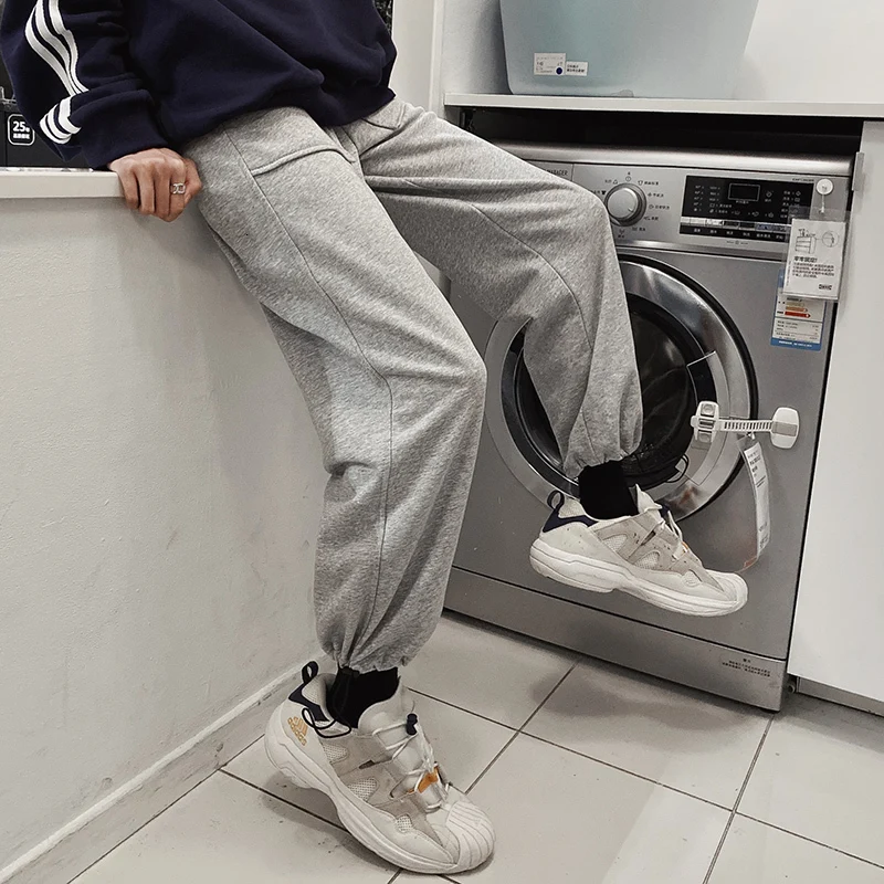 Sweatpants Men s Fashion Solid Color Cotton Casual Joggers Pants Men Streetwear Loose Track Pants Hip 3