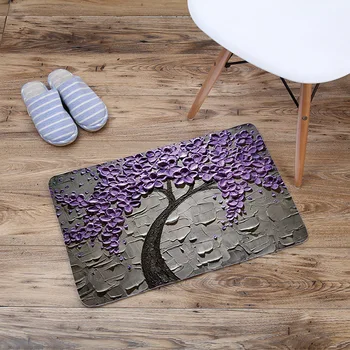 

Entrance door mat foot mat bathroom anti-slip mat oil painting tree toilet floor mat bedroom living room carpet