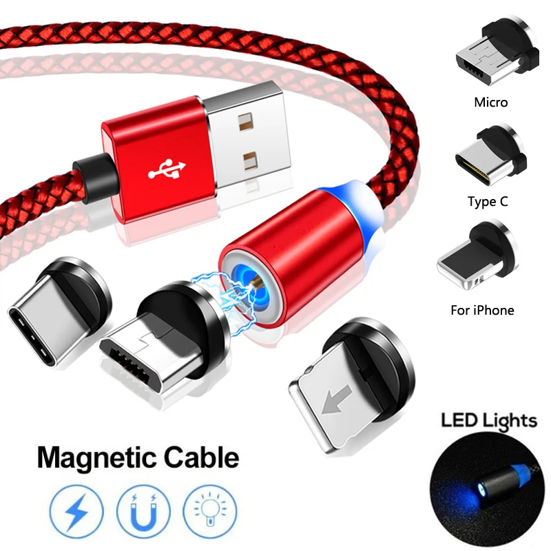 Магнитный USB светодиодный кабель для быстрой зарядки для huawei Y3 Y5 Y6 Y7 Honor 6A 6C 7A 7C 7S 7X для iPhone XS MAX XR 7 8 Plus