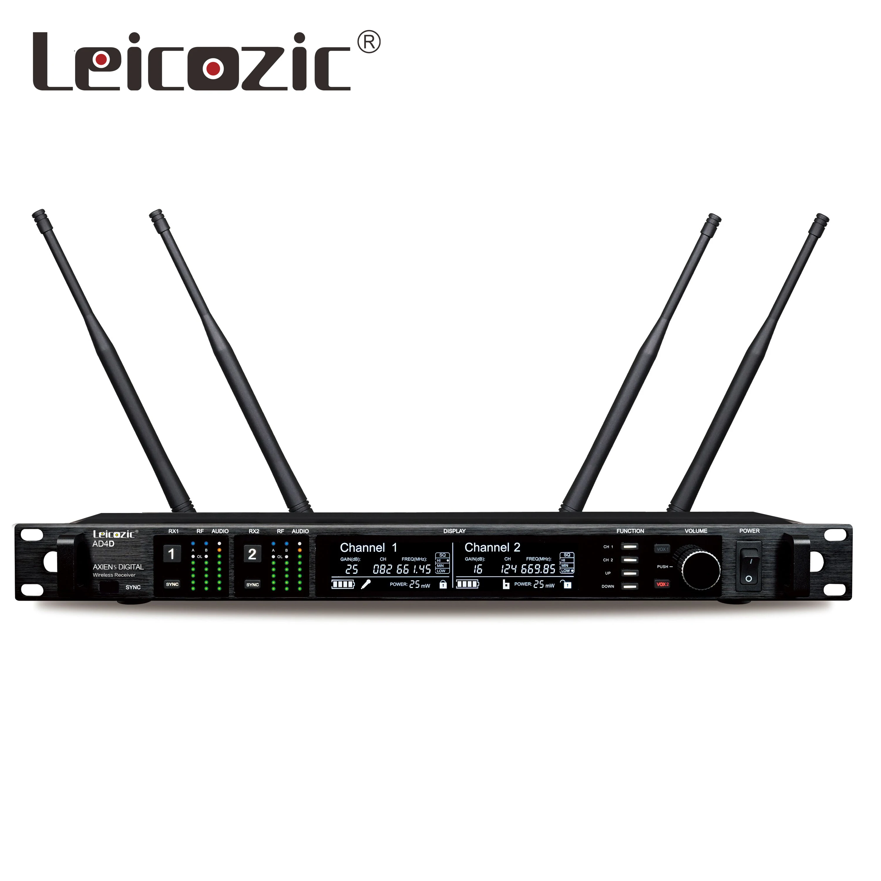 Leicozic AD4D цифровой беспроводной микрофон профессиональный двухканальный цифровой приемник 645-695 МГц истинное разнообразие сцены Mircrofone
