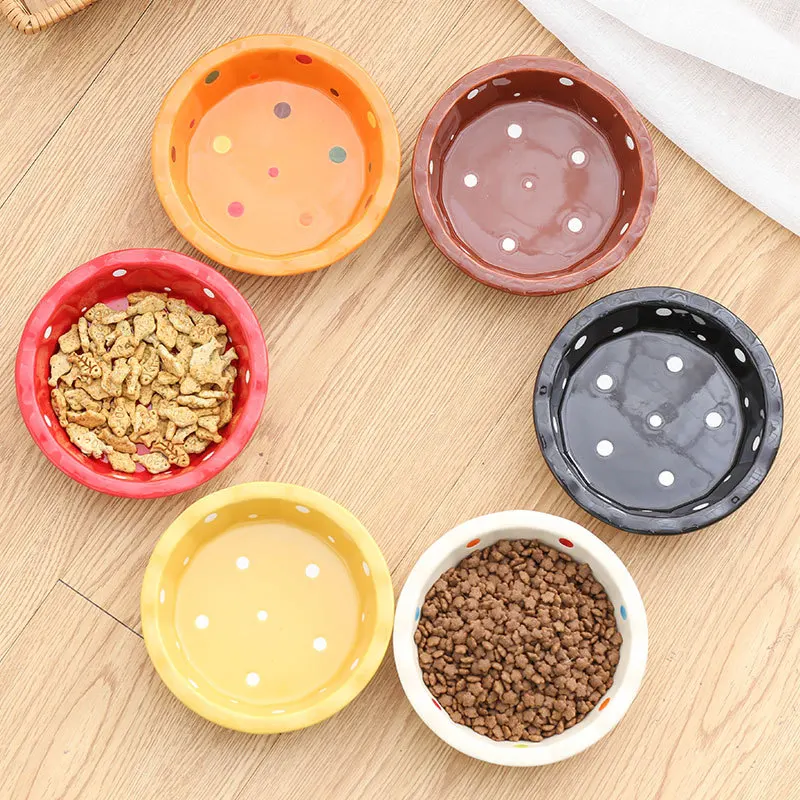 

New High-end Pet Bowl Bamboo Shelf Ceramic Feeding and Drinking Bowls for Dogs and Cats Pet Feeder Cute Partten Pet Supplies