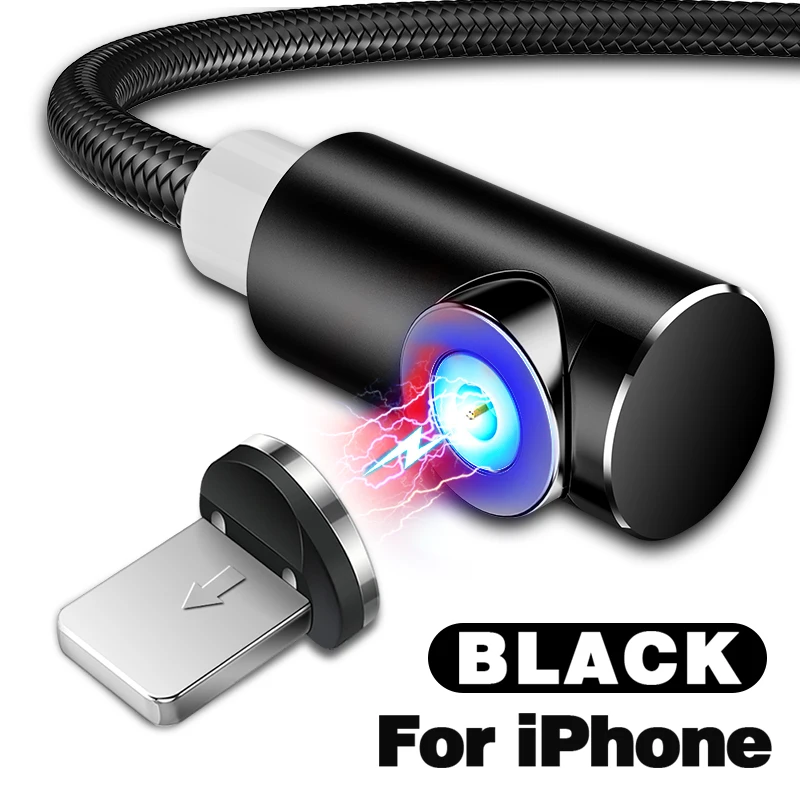 INIU 2 м Магнитный кабель Micro Тип usb C Зарядное устройство для зарядки для iPhone XS X XR 8 7 samsung S8 магнит Android телефонный кабель Шнур - Цвет: For iPhone Black