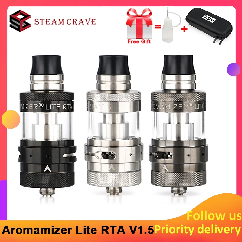 

Electronic Cigarette Steam Crave Aromamizer Lite RTA V1.5 with 3.5m/4.5ml MTL&DL atomizer fit 510 Thread vape box mod vs Zeus x