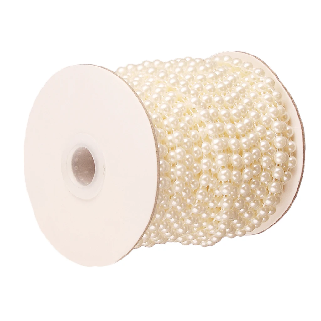 25M Roll Fishing Line Pearls String Beads Chain Garland Wedding Decoration Centerpieces ( Color : Beige )