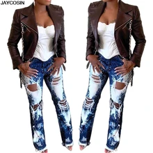 JAYCOSIN джинсы для женщин Леди Зимняя мода отверстие карман на молнии джинсы брюки прямые брюки новая горячая распродажа джинсы для женщин в стиле бойфренд