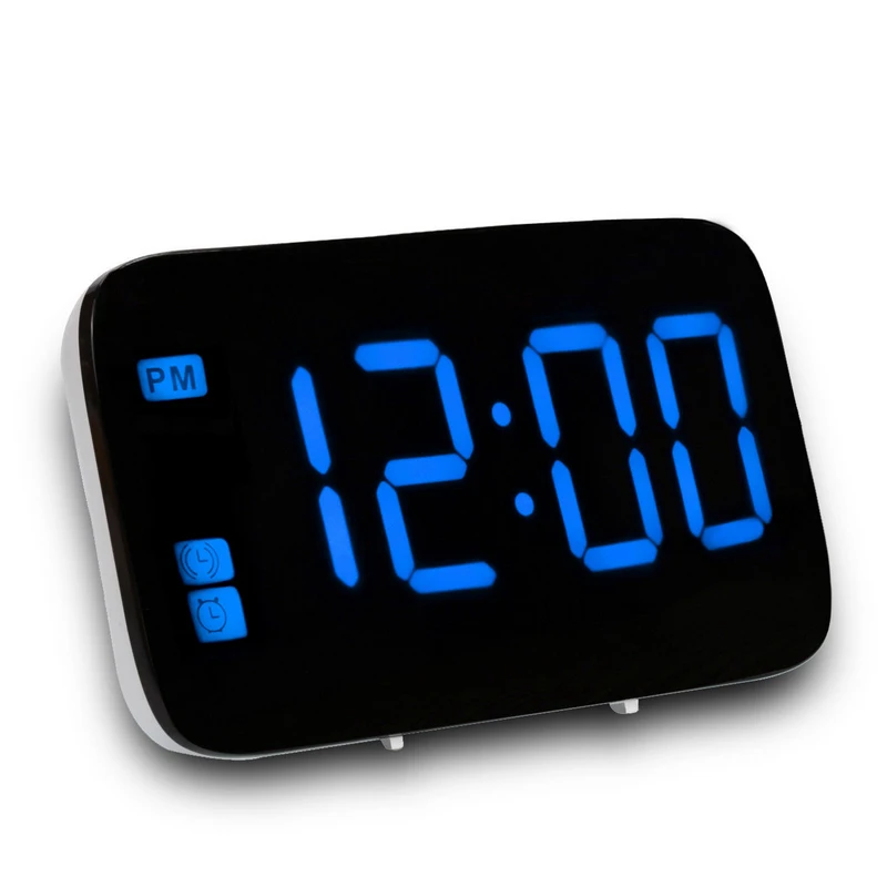 Цифровой светодиодный Будильник Большой экран Повтор на батарейках Голосовое управление часы