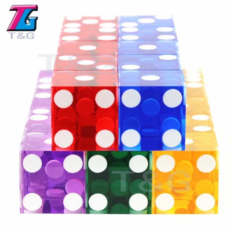 High-grade Acrylic Transparent Dice 19mm Six Sided D6 Casino Sharp Straight Corners 5pcs