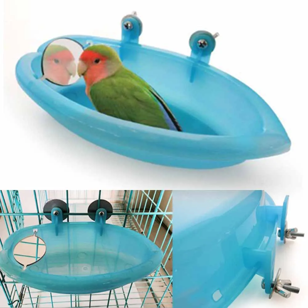 

Bird Bathtub With Bird Mirror Small Oval Bird Bathtub Pet Cage Accessories Parrot Bath Shower Bathing Supplies