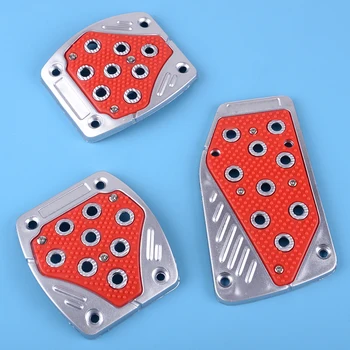 

CITALL 3PCS Red Non-Slip Chrome Auto Brake Clutch Accelerator Gas Flue Foot Pedals Pad Covers