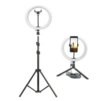 

Photography Light 10inch Dimmable Video USB Ring Lamp LED Selfie Ring Light with Phone Holder Tripod Stand for VK Youtube