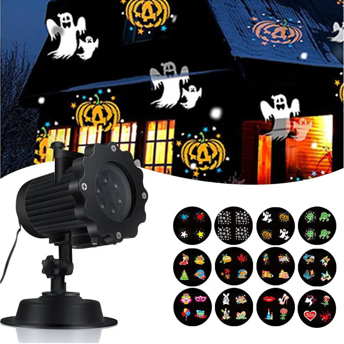 

12 Patterns LED Laser Projector Snowflake Disco Light Christmas Party Lights Waterproof Christmas Decorations For Home