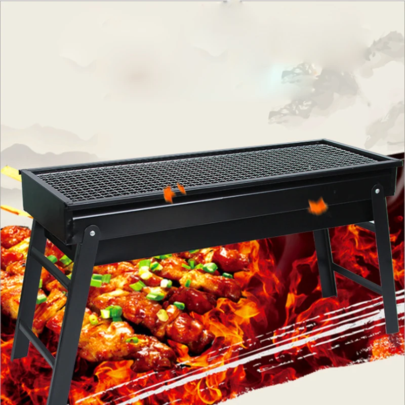 

60x20x33cm BBQ Barbecue Stainless Steel Grill Folding Portable Charcoal Outdoor Camping Picnic Barbecue Oven Suitable For 5-8p