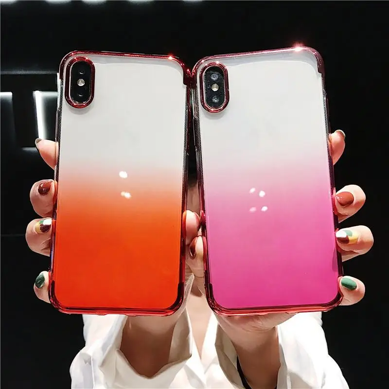 Горячая продажа градиентный чехол для iPhone X XR XS Max 6 6S 7 8 Plus прозрачная задняя