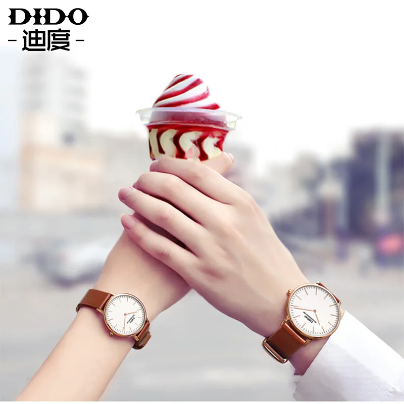 

Direct Supply Leather Watch Strap WOMEN'S Watch Ultra-Thin Import Movement Waterproof Couples Quartz Watch Overstock Special Off