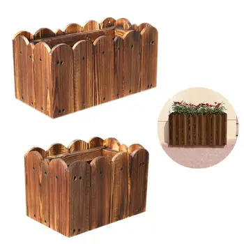 

Retro Wooden Barrel Flower Pot Wavy Edge Flowerpot Planter Garden Succulent Plants Planting Container Flower Barrels Decoration