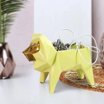 

Nordic Geometry Animal Lion Elephant Resin Ornaments Hotel Key Storage Box Decoration Home Livingroom Desktop Furnishings Crafts