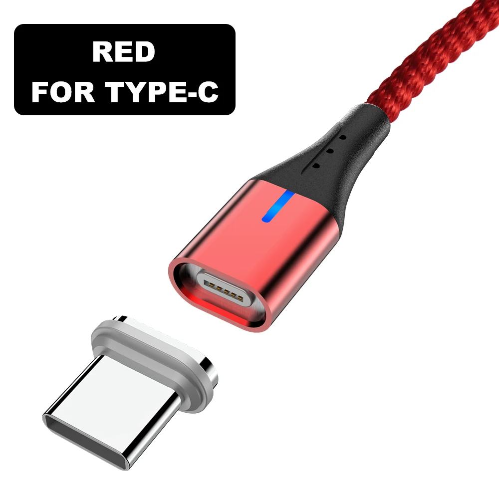 Магнитный Micro USB кабель Vanniso для iPhone samsung 3A, провод для быстрой зарядки и передачи данных, магнитное зарядное устройство, USB TypeC, 1 м, 2 м, кабель для мобильного телефона - Цвет: Red For Type c