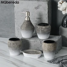 Год, высокое качество, набор из 5 предметов, аксессуары для ванной комнаты, наборы, держатель для зубных щеток, Ретро керамическая чашка для полоскания рта, набор для мытья