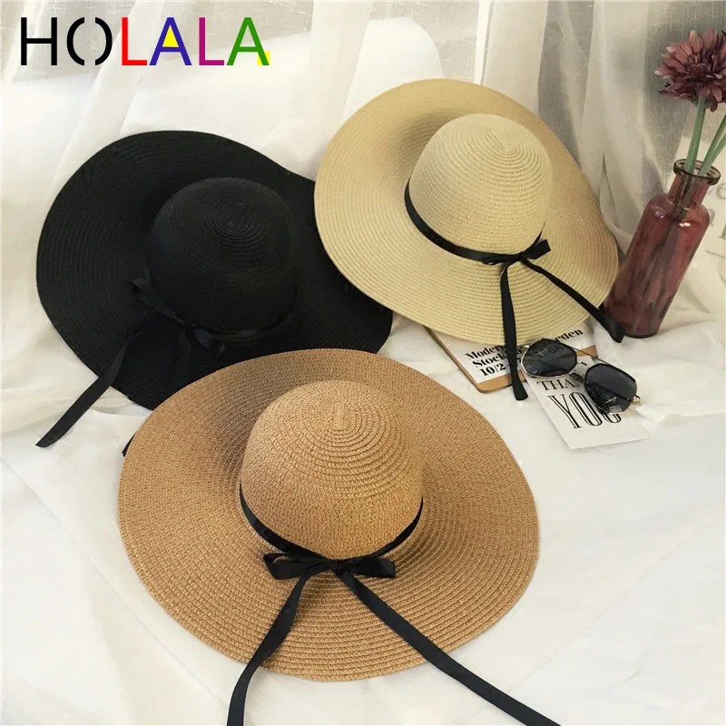 

2020 Summer Straw Hat Women Big Wide Brim Beach Hat Sun Hat Foldable Sun Block UV Protection Panama Hat Bone Chapeu Feminino
