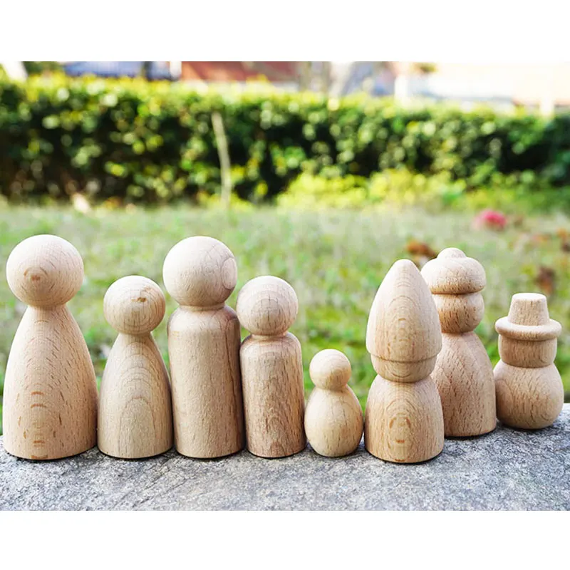 

2pcs Children Handmade Painting Wooden Family Dolls DIY Toys Christmas Gifts Handmade Wooden Blank Doll Toys Drawing Craft Gifts
