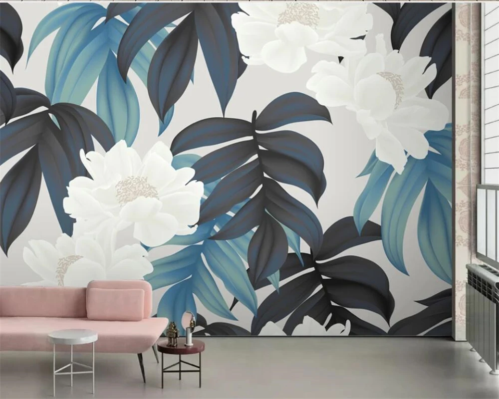 

beibehang Custom Photo 3d wallpaper Hand drawn tropical plant flowers mural Living Room Bedroom Luxury wall papers home decor