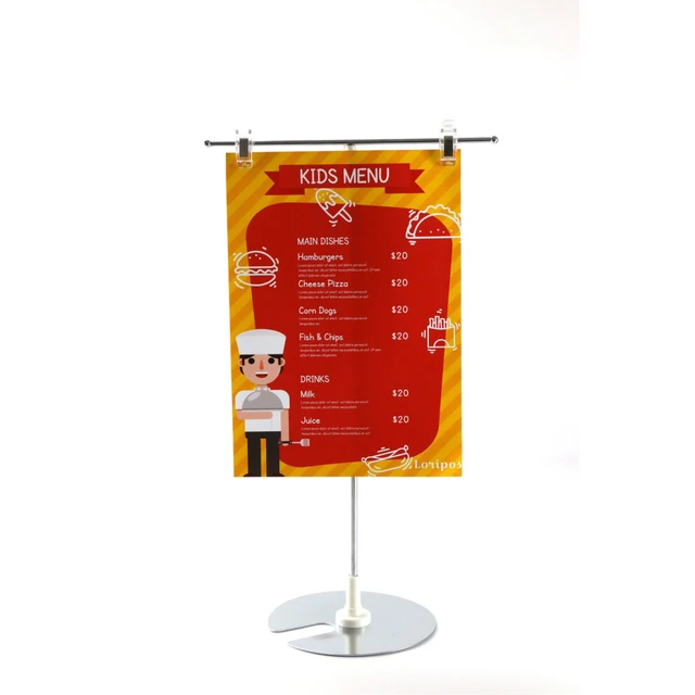 Metal Poster Holder Stand Desktop Supermarket Store Pop Price Label Banner  Sign Display Rack Advertising Flag