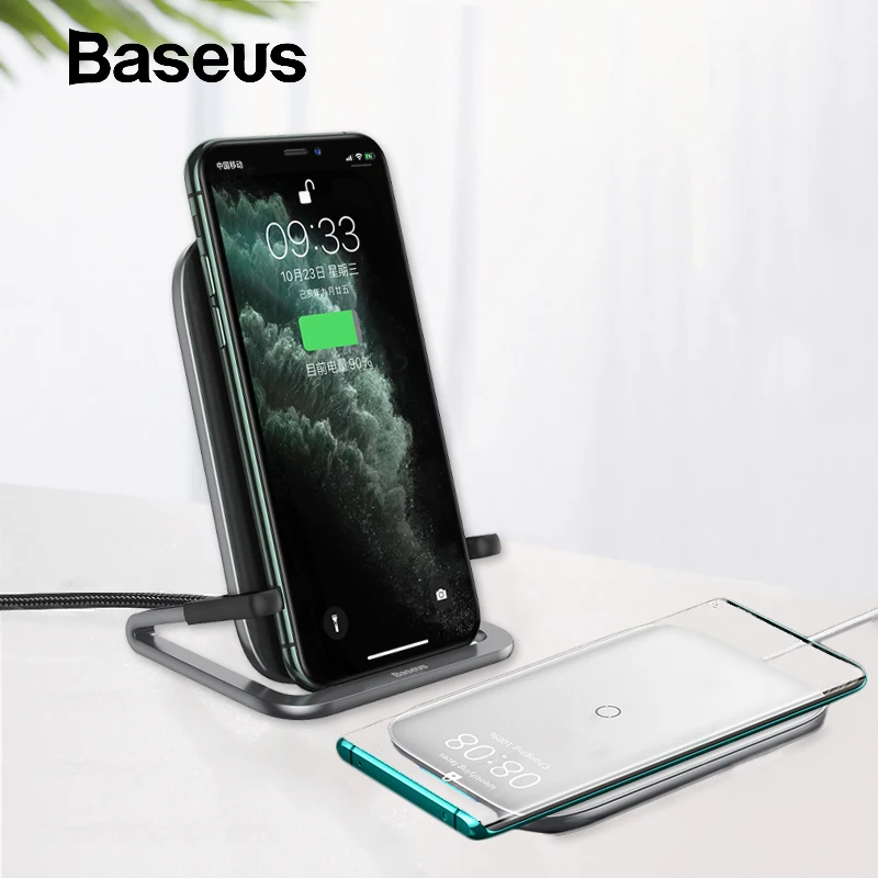 Tanie Baseus 15W bezprzewodowa ładowarka qi stojak na iphone a 11 Pro X XS Samsung S10 S9 S8 szybka bezprzewodowa stacja ładująca z uchwytem