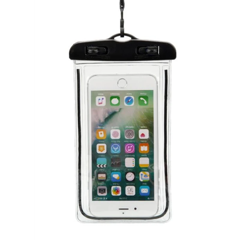 Хранение мобильных телефонов сумка прозрачная сумка для дайвинга пляжная водонепроницаемая сумка камера для дайвинга светящийся ПВХ Apple Эндрюс универсальный карман - Цвет: Черный