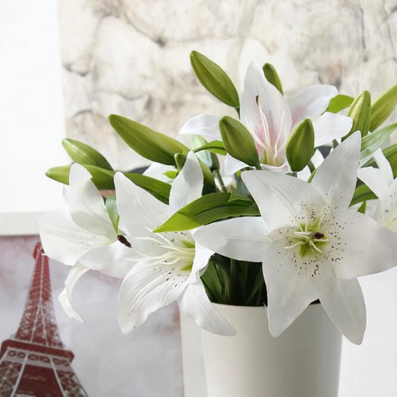 1 филиал высокого качества ручной работы парфюм Лилия Один Букет для свадебной домашней фотографии украшения искусственный цветок