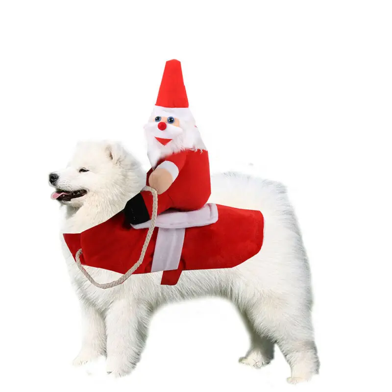 Одежда для домашних животных милая большая собака щенок Рождественская кукла Санта+ Костюмы Одежда Набор для верховой езды