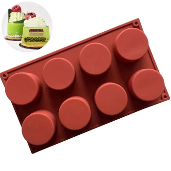 

8 Hole Cylindrical Cup Cake Mold Incense Mold Candle Mold Food Grade Silicone High Temperature Resistant Easy to Clean Baking to