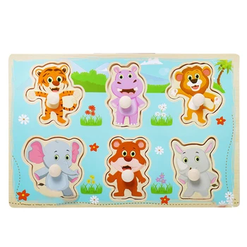 

Children Wooden Puzzles Cartoon Grasp Board Jigsaw Baby Birthday Gifts Boys Girls Educational Developmental Training Toys A20