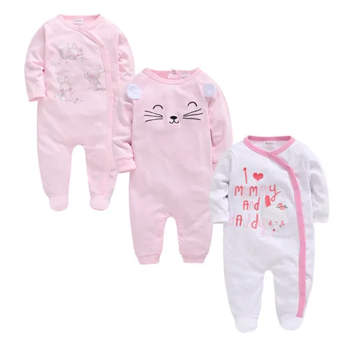 Kavkas/комбинезон для маленьких мальчиков; комплект из 3 предметов; летняя одежда из хлопка; комбинезон с длинными рукавами и рисунком для новорожденных девочек - Цвет: 2343536